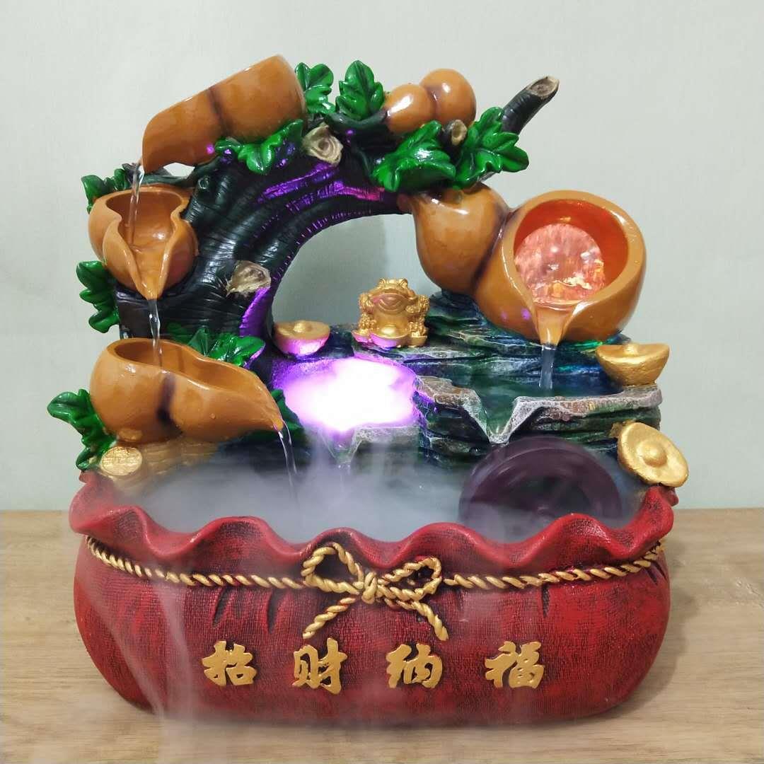 民族风格树脂流水喷泉招财葫芦家居装饰吉祥纳福客厅摆件工艺