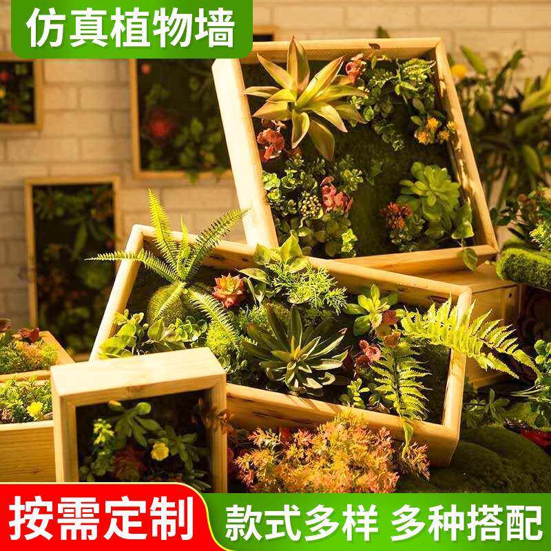 仿真相框壁挂苔藓多肉植物墙幼儿园房地产软装工程假多肉相框壁挂