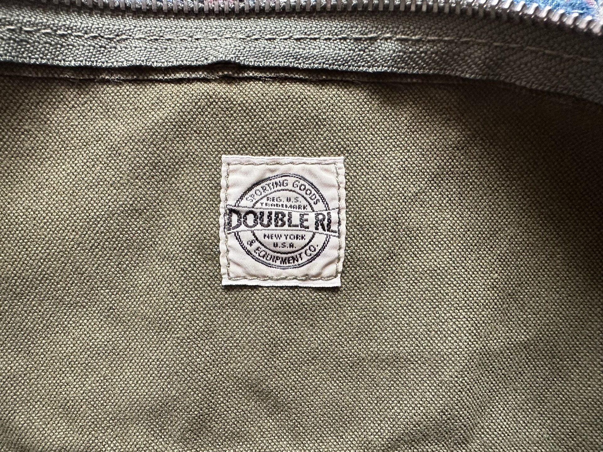RRL Canvas Suede Zip Closure Bag — back