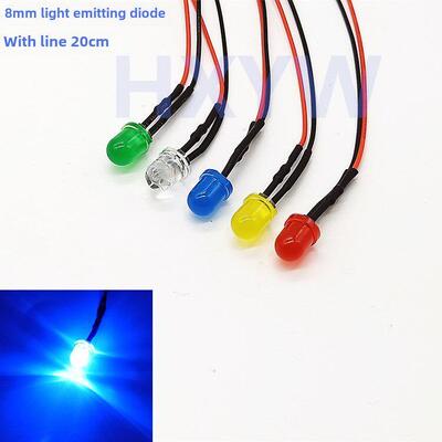 F8发光二极管 8MMLED指示灯3V5V12V24V36V带线设备电源工作信号灯