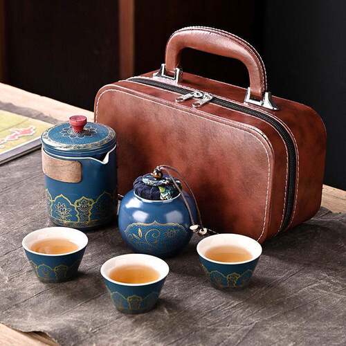 旅行茶具小套装便携式陶瓷功夫户外快客杯套装伴手礼古韵礼品整套