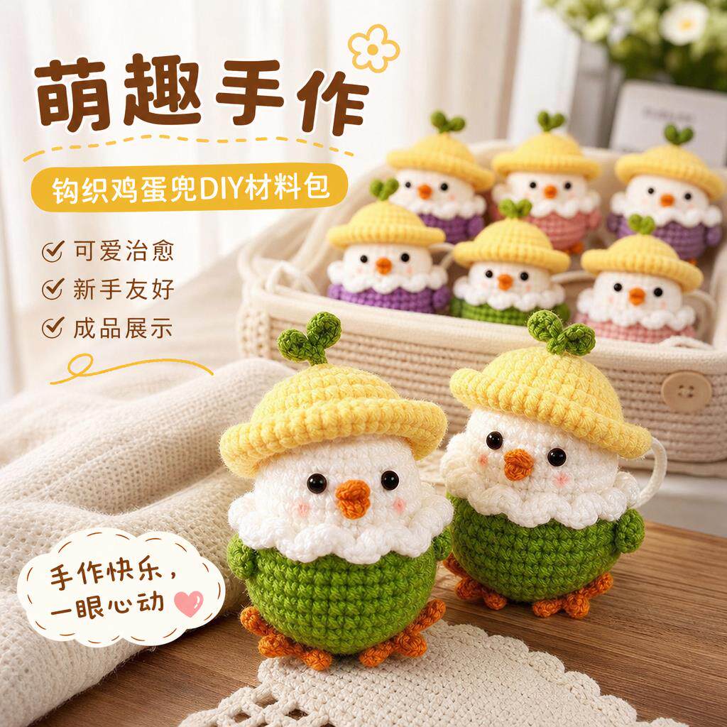 针织鸡蛋兜成品端午节手工编织鸡蛋兜材料包diy材料护蛋毛线钩织