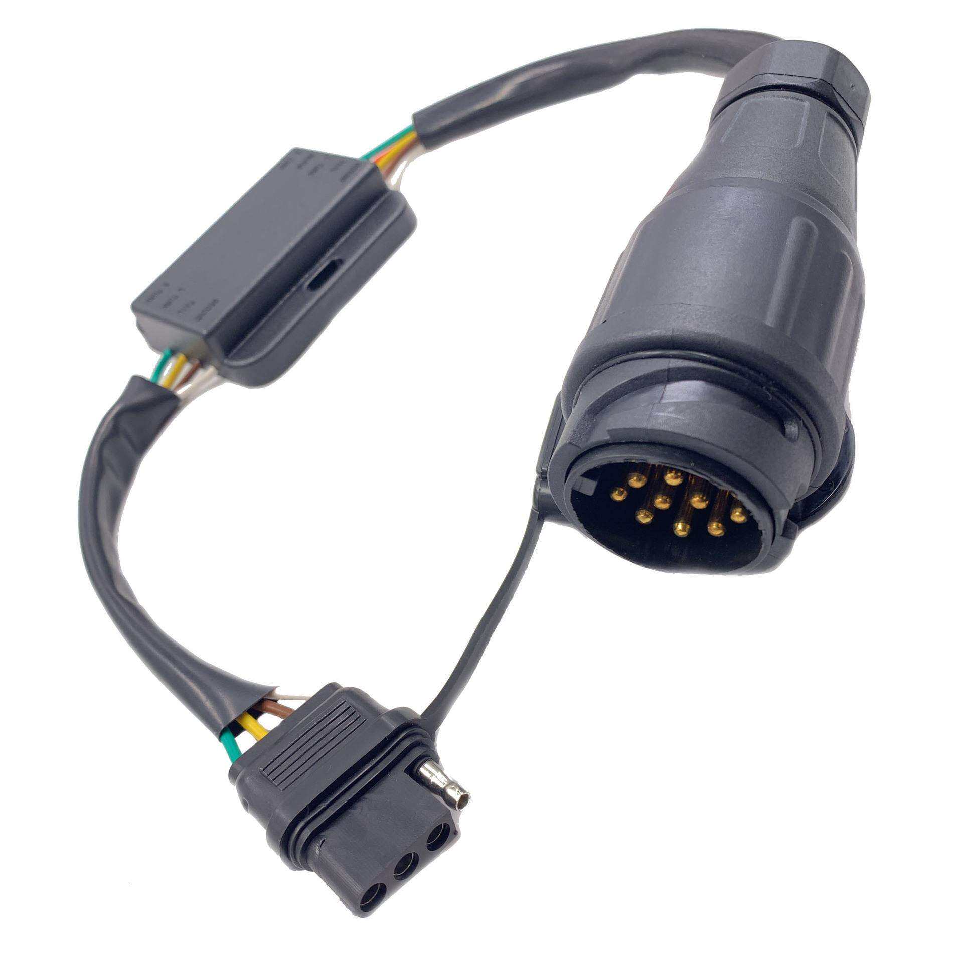 拖车连接器欧式13针转美式7针刹车转向线路尾灯合并器路由器线