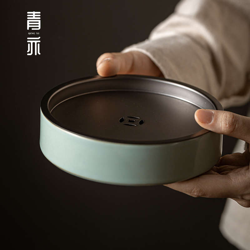 青亦丨天青汝窯錫蓋壺承陶瓷儲(chǔ)水托盤泡茶干泡臺復(fù)古高端茶承壺托