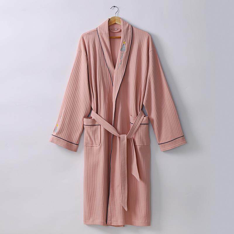 新酒店纯睡棉浴袍秋薄款品吸水浴衣男女情侣长款春袍家8520居服