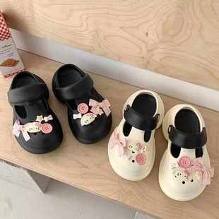 女一字拖女凉鞋 春夏新品 女士厚底凉拖鞋 简约沙滩鞋 双色外穿洞洞鞋