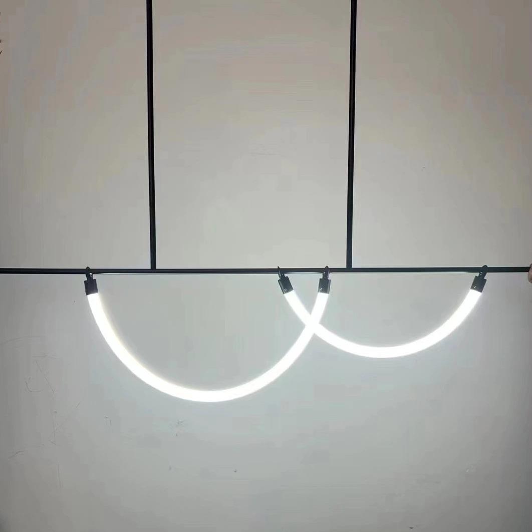 北欧极简轻奢餐厅吊灯现代简约线条长条吧台展厅餐桌设计师灯具