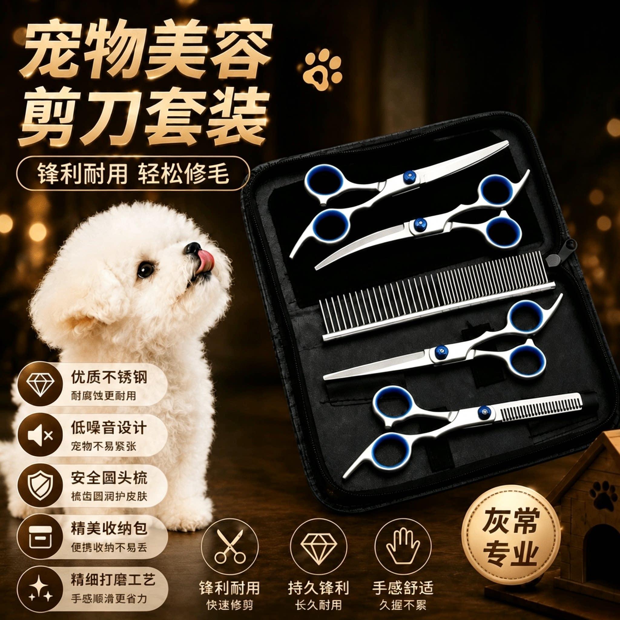 宠物剪毛剪刀修毛专业级套装狗狗牙剪狗毛美容专用全套猫咪理发图片