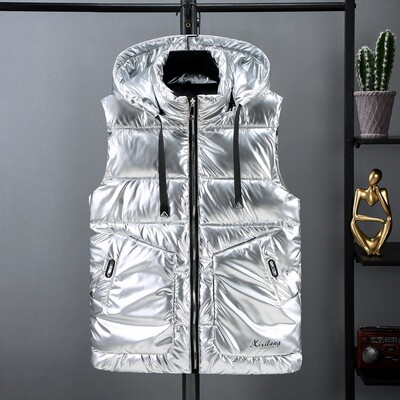 潮牌男士羽绒马甲春秋新款百搭修身时尚坎肩保暖亮面背心情侣外套