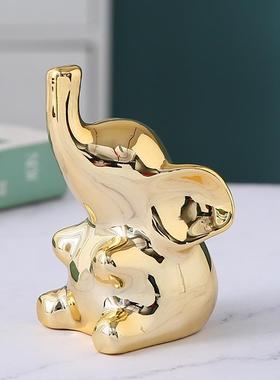 酒柜摆件客厅2025新款陶瓷工艺品镀金动物室内玄关客厅可爱外观境