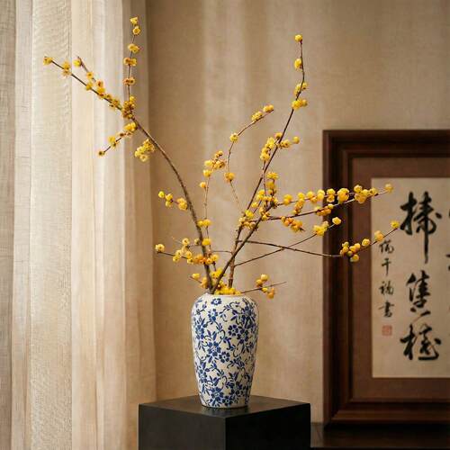宋氏美学花瓶复古高级感青花瓷陶瓷花器客厅插花腊梅鲜花桌面摆件