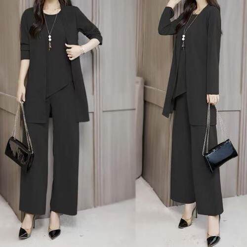 Chic Solid Three-Piece Outfit Set - Comfy Long Sleeve