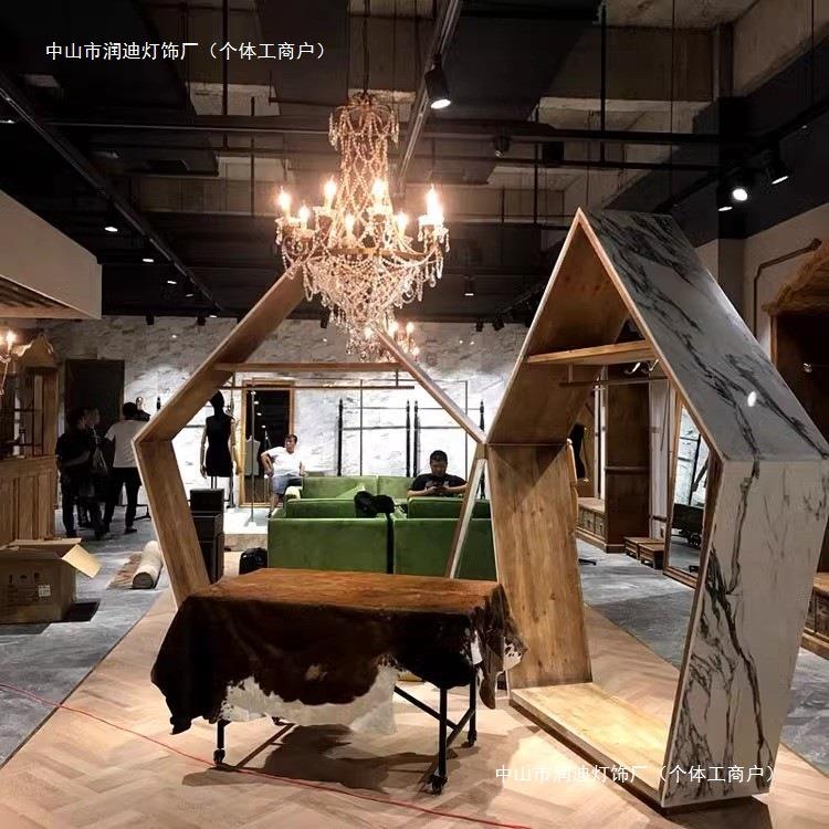 美式复式楼水晶大吊灯法式复古别墅酒店大厅中空挑高旋转楼梯灯具