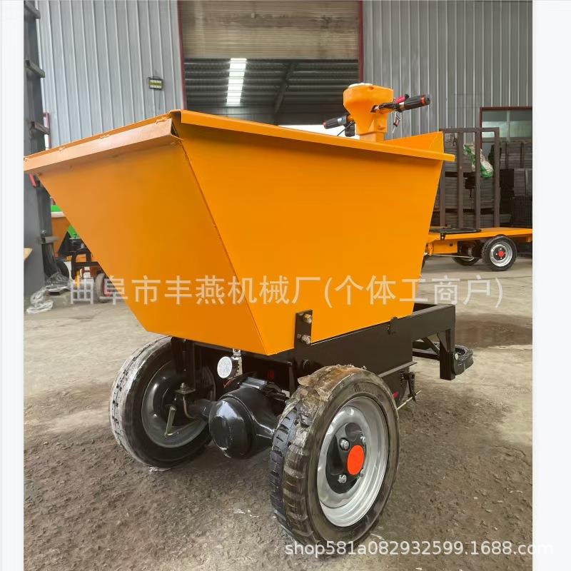工地施工装沙工具车可以电启动的灰斗车装石头砖头手推车