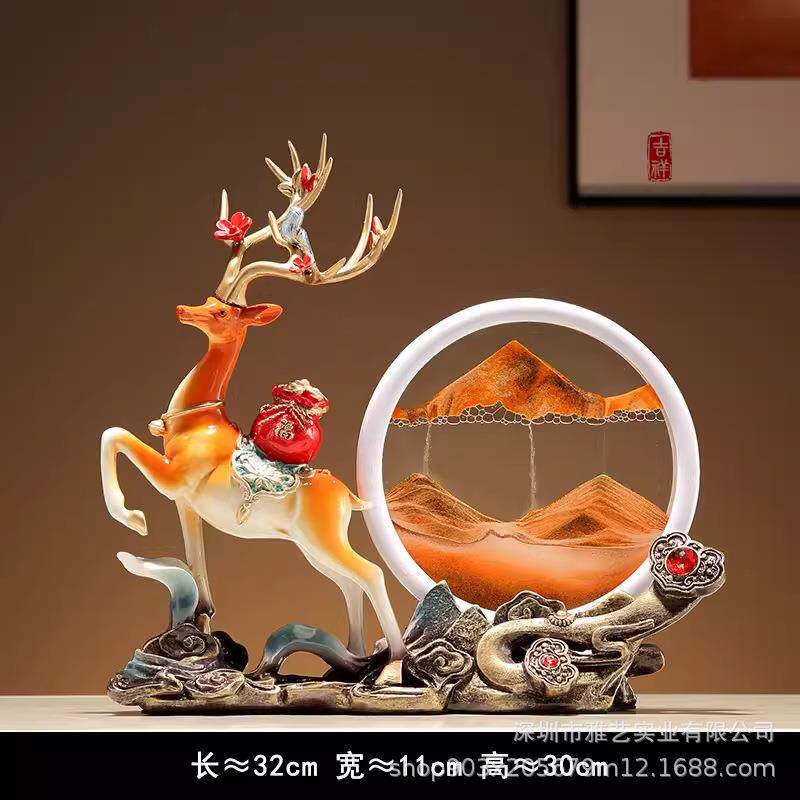 树脂麋鹿工艺品家居摆件新中式创意客厅玄关酒柜电视柜装饰品