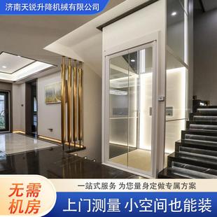 自建房家用觀光電梯電動液壓升降平臺二層別墅自建房玻璃門電梯