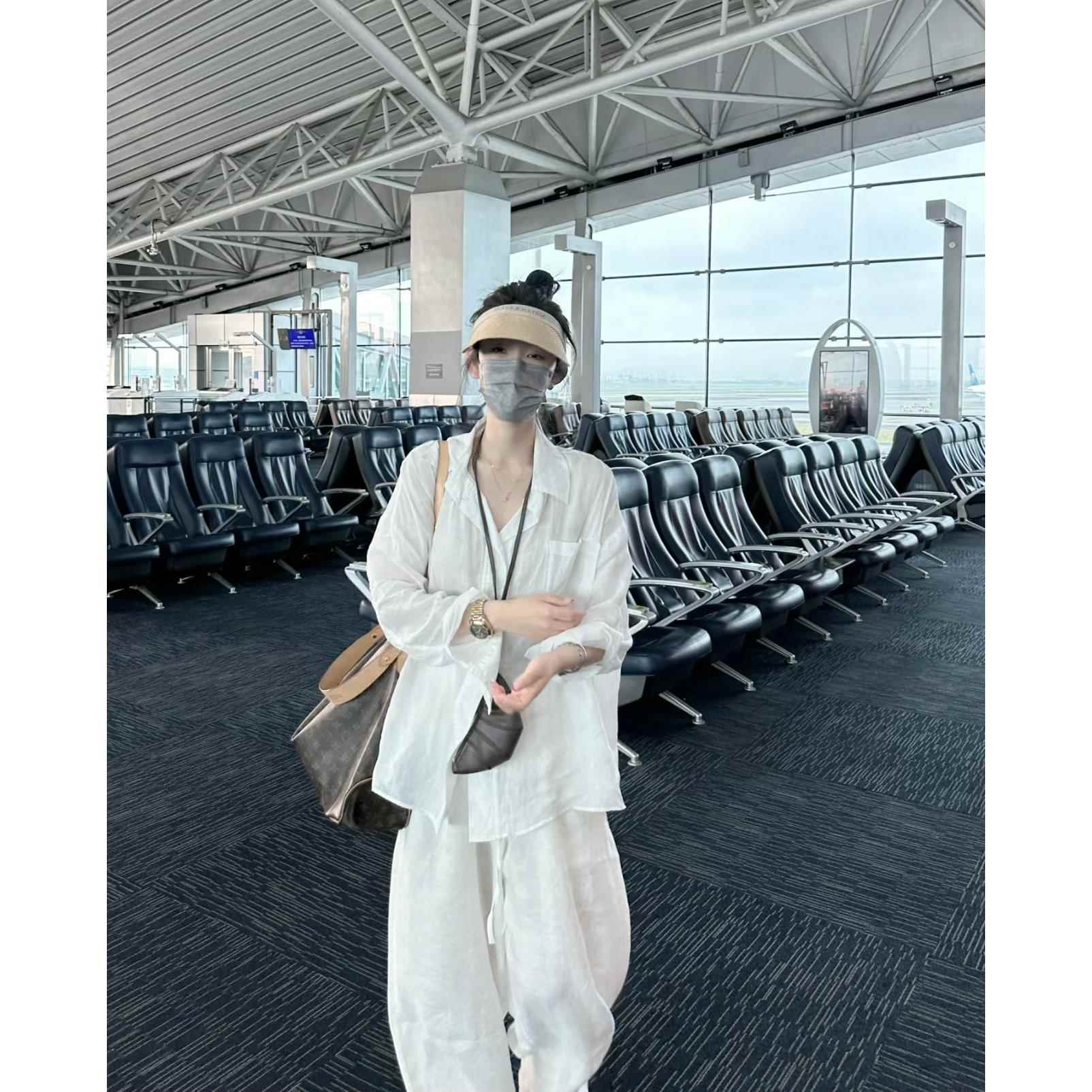 白色棉麻防晒衬衫女2025春夏新款慵懒宽松长袖亚麻空调衫衬衣上衣