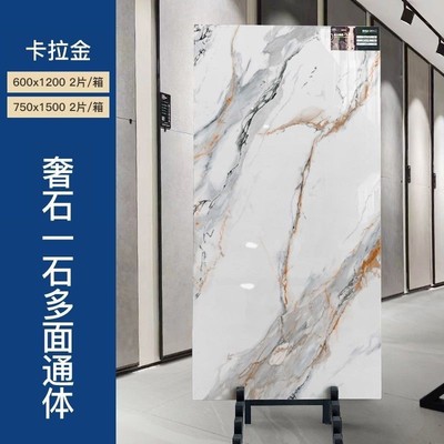 新款现代简约白色奢石大板瓷砖客厅大理石地砖卫生间厨房墙砖600x