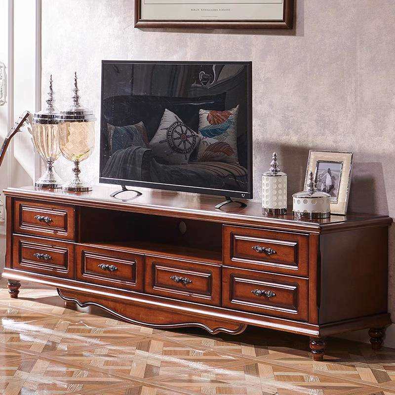 美式实木电视柜茶几组合套装现代简约客厅家具复古做旧小户型地柜