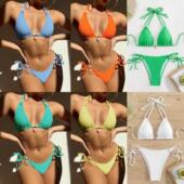women bikini neck exquisite Split hanging swimsuit