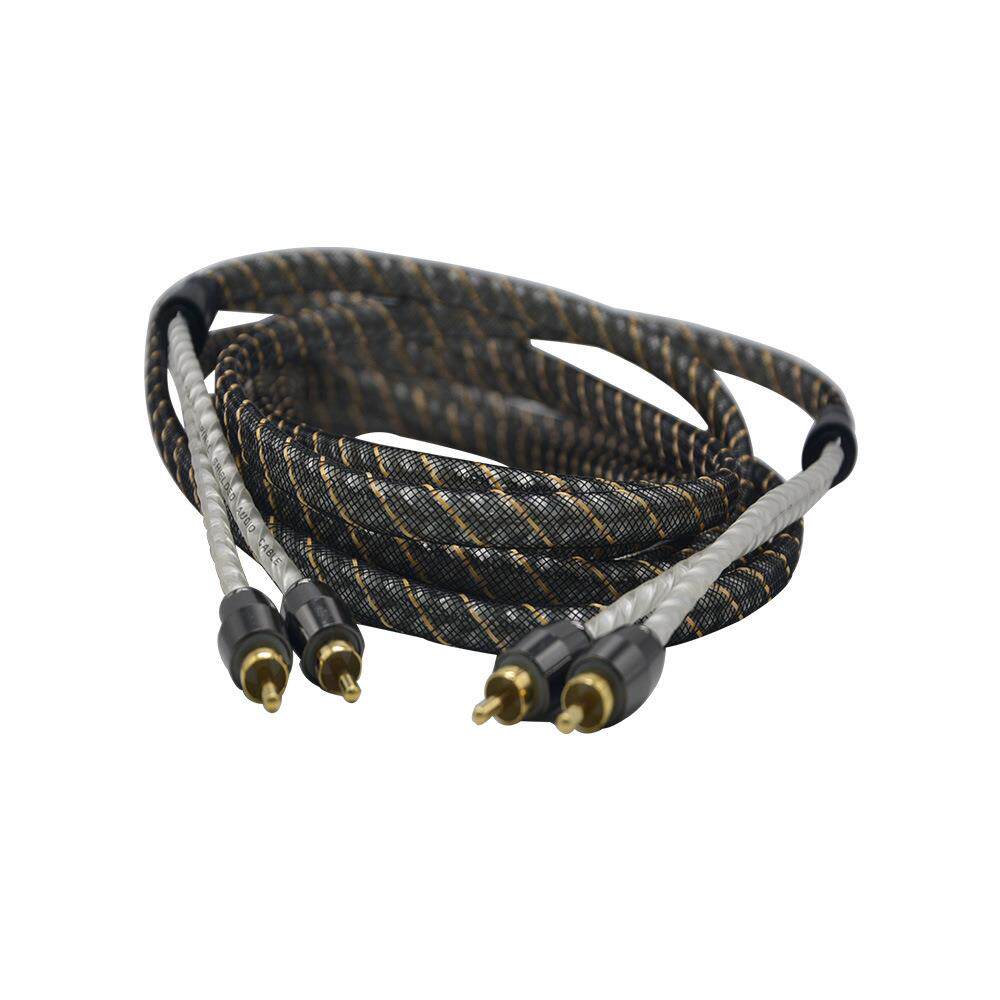 汽车音响改装车载功放低音炮专用线材纯铜5米音频信号RCA线蛇皮管