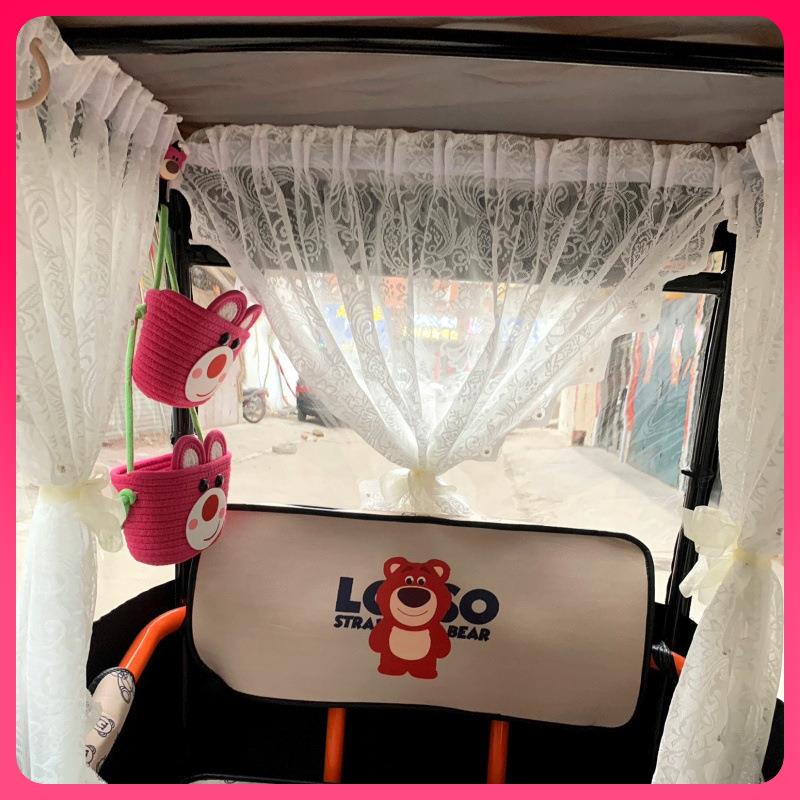 ⇛三轮车装饰防晒帘自粘纱帘短帘遮阳帘改装