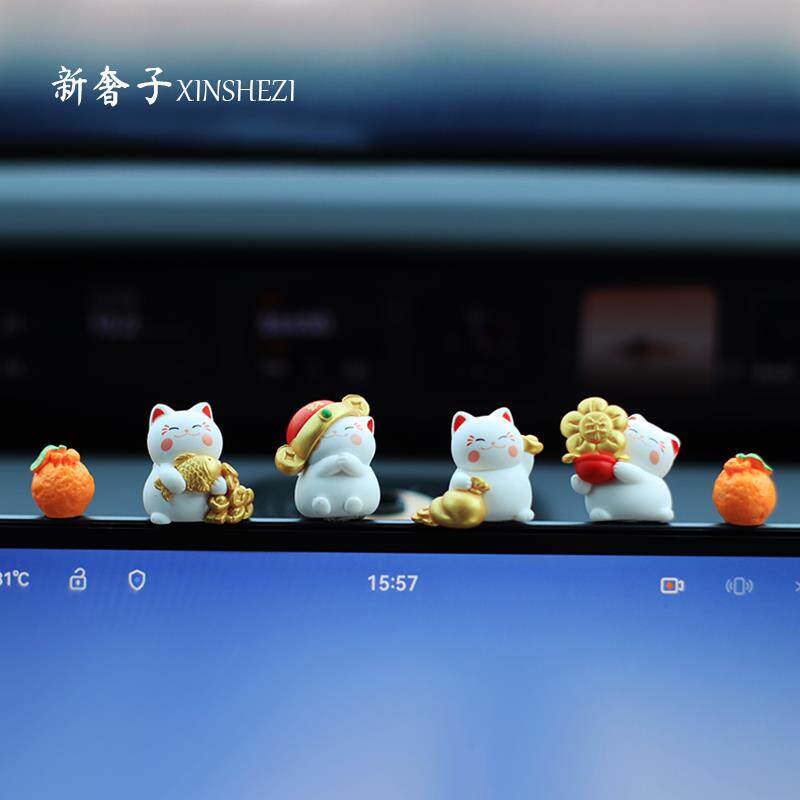新奢子汽车许愿招财猫车载摆件中控台高级感车载中控台提车礼物