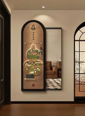 形新中式葫XL00253芦洞洞板穿衣隐藏推拉全身镜镜挂玄关装饰画墙