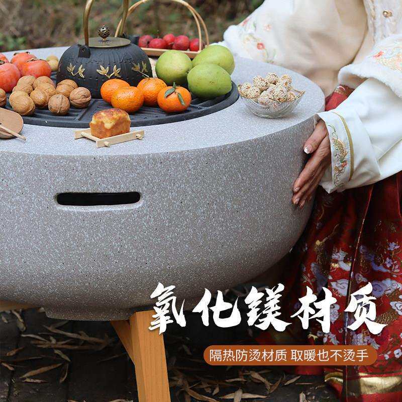 外围炉煮茶炭家LMD-500用取暖炉电炭两用烧烤炉户庭烤院烧桌木烤