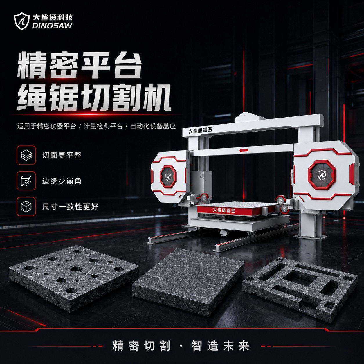数控石材切割机精密大理石平台切割花岗石构件金刚石线锯切割机