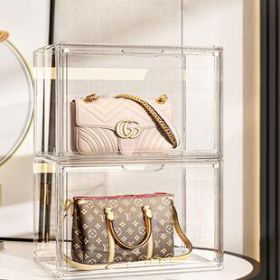 包包收纳盒全透明亚克力展示盒奢侈品收纳柜磁吸防尘书本籍置物架