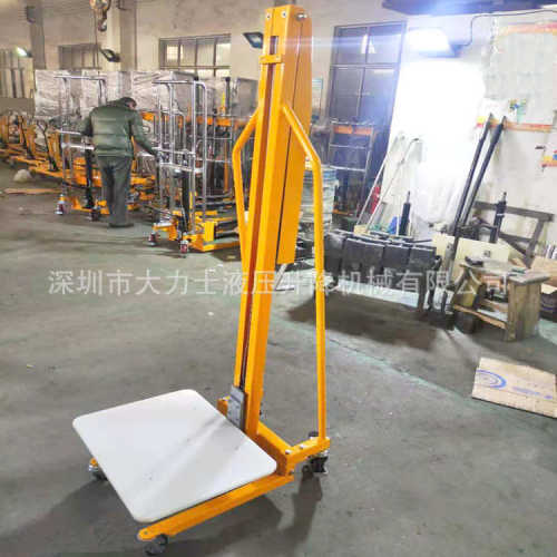 手摇式堆高车单轴升高车迷你型工位车装缷车滚筒钢丝绞盘升降叉车