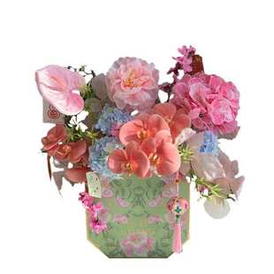 新中式红色系年宵花diy花艺资材2024年过新年春节福桶插花仿真花