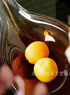 现代简约琥珀指南勺盘样板间家居软装饰品客厅茶几果盘摆件