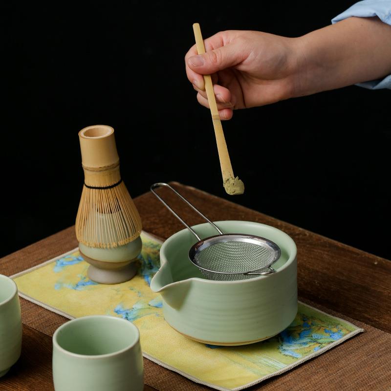 日式抹茶茶具套装一碗配二杯彩盒百本立抹茶打蛋器宋代点茶工具