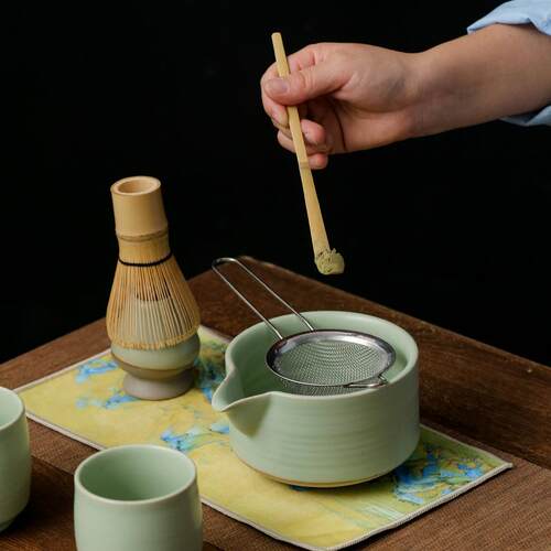 日式抹茶茶具套装一碗配二杯彩盒百本立抹茶打蛋器宋代点茶工具