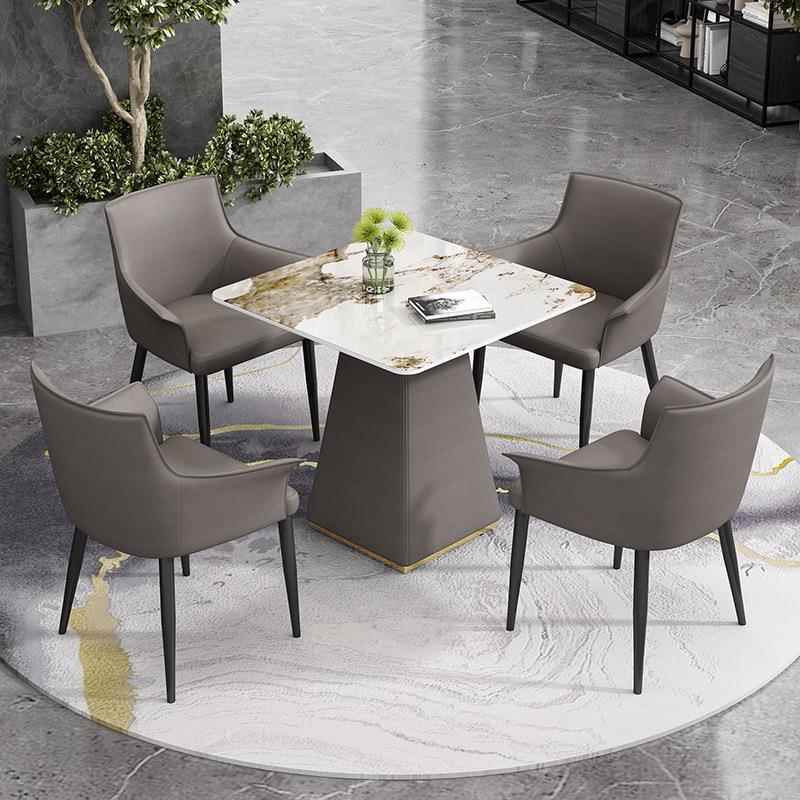 简约轻奢岩板洽谈桌椅组合正方形休闲打牌会客桌子小户型家用餐桌