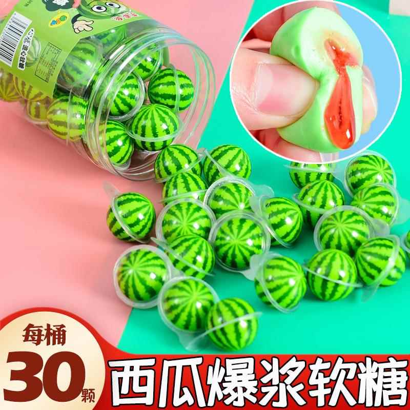 爆浆西瓜软糖夹心糖果眼球软糖夹心眼珠卡通橡皮糖汁爆浆3d地球糖