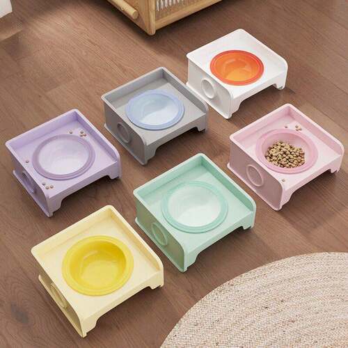 新款方块猫碗架餐桌可拼接狗碗猫食盆陶瓷宠物碗水碗粮防漏食护颈