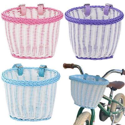 Bike Front Basket Adjustable Leather Straps Handwoven