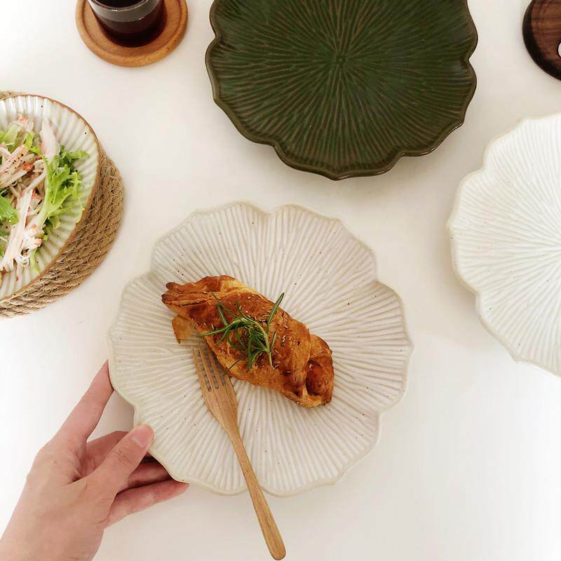 花间树里。日式粗陶陶瓷菜盘子家用西餐盘意面盘点心蛋糕早餐盘子