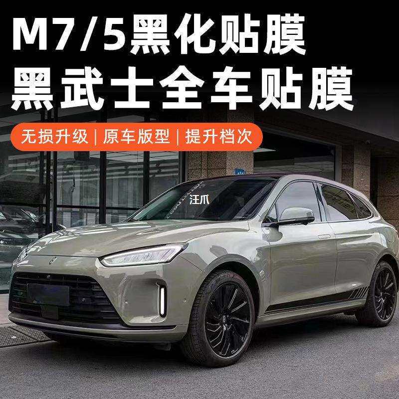 7适用M5车标贴膜改装车窗于装饰外观改色/黑化贴纸问界中网黑武士