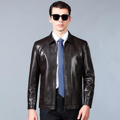 品2152-U牌正老品高端衣新款男皮士休舒适商务皮上衣中年闲户外保