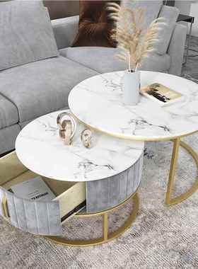 北欧网红大理茶几组合 形小石户型客厅小茶几 轻奢90942约简圆子