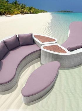 外室沙躺床露天阳台藤编沙发泳户池躺椅藤编发组合休84049闲大型