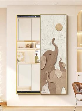 油推拉隐藏式厅镜全身镜玄关壁画挂画画大AL102131象奶创意穿衣镜