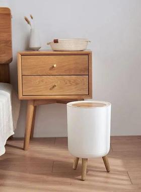 Wooden High Foot Trash Can For Bathroom Creative Kitchen was