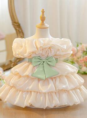baby girl floral bow dress skirt multilayer cake skirt