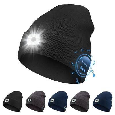 LED Hat Bluetooth Lighted Beanie Unisex USB Rechargeable 6