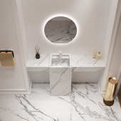 岩板立柱盆一体盆落地式 盆组合 石材户外庭院大理石头洗手盆池立式